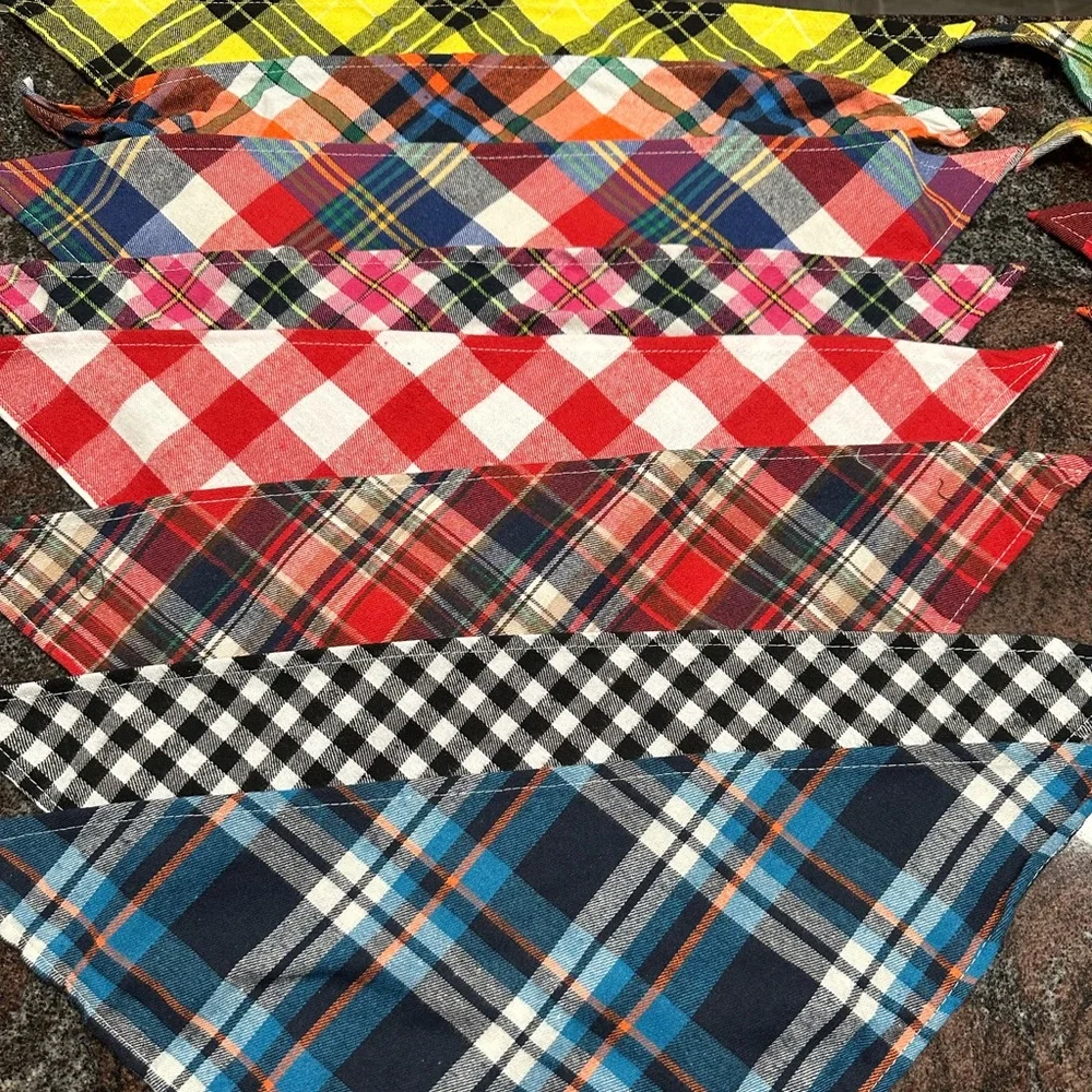 Set of 15 plaid dog bandanas